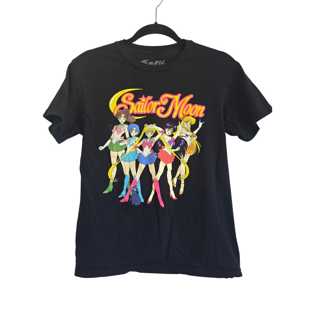 Sailor Moon Graphic T-Shirt Black Short Sleeve Anime Crewneck Small S